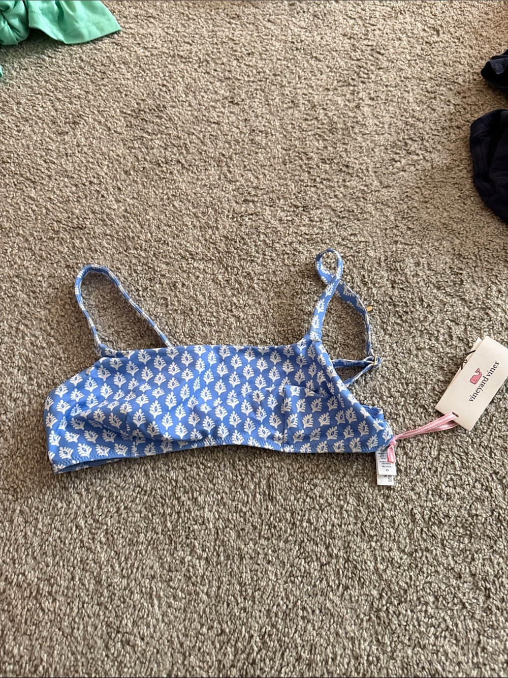 Vineyard Vines Blue and White Floral Kids Swim Top